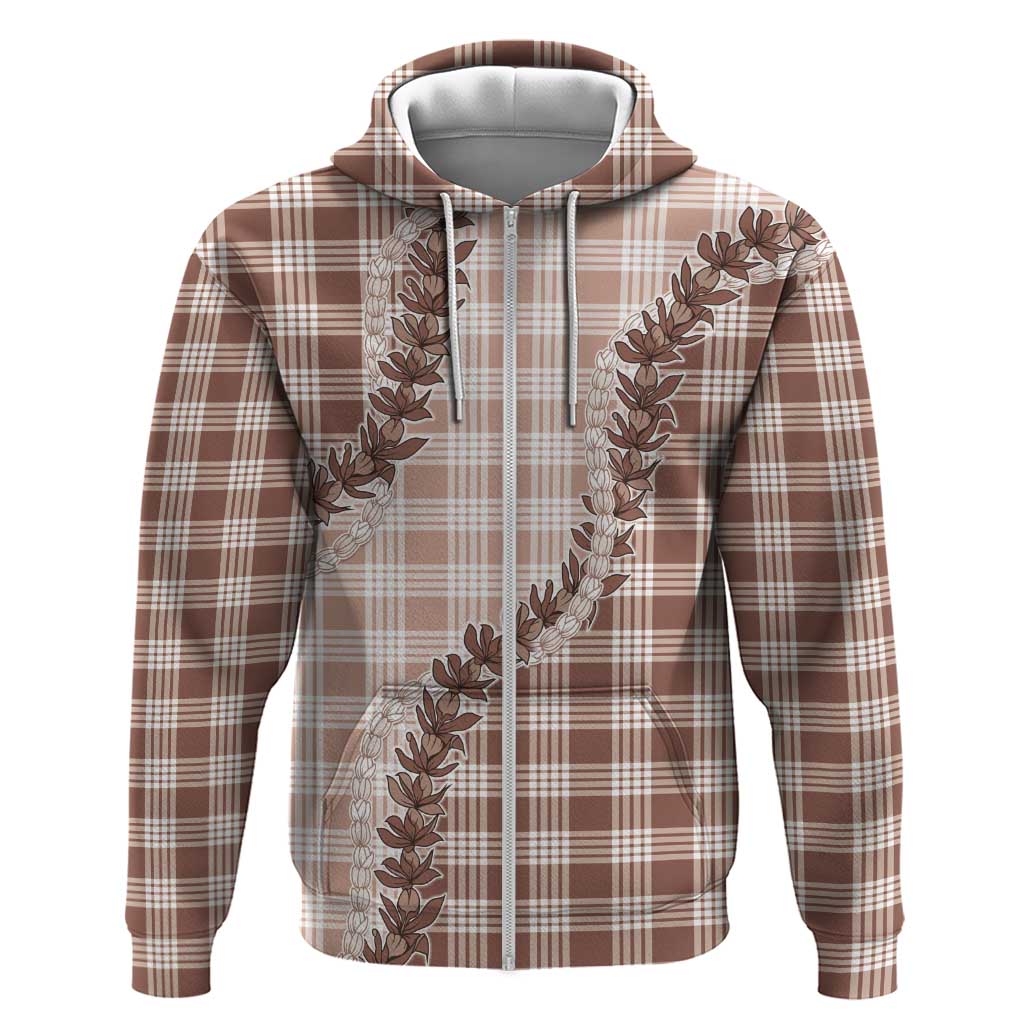 Beige Hawaii Palaka Hoodie Hawaiian Pikake Lei