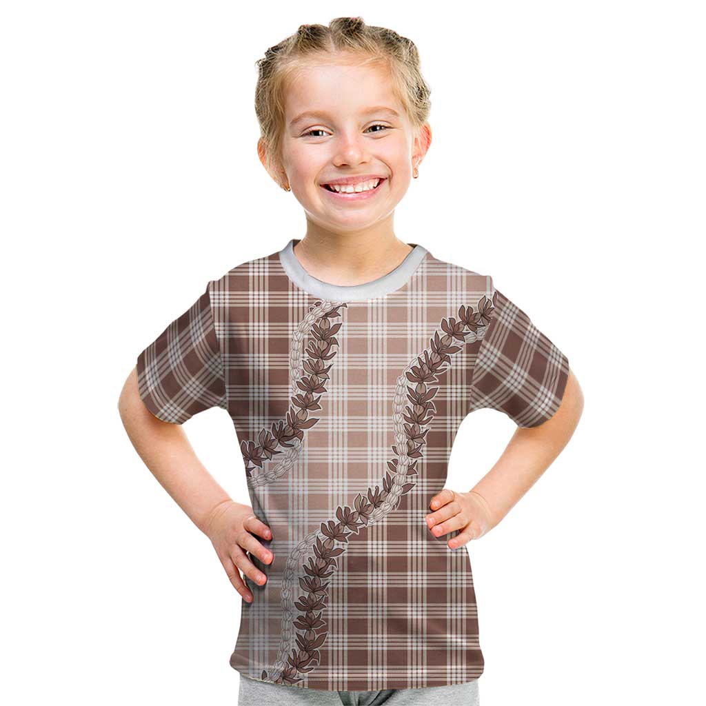 Beige Hawaii Palaka Kid T Shirt Hawaiian Pikake Lei