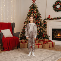 Beige Hawaii Palaka Christmas Pajama Set Hawaiian Pikake Lei LT05 Kid Beige - Polynesian Pride