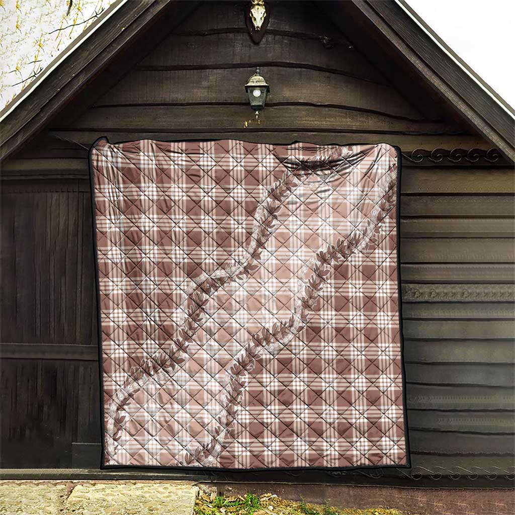 Beige Hawaii Palaka Quilt Hawaiian Pikake Lei