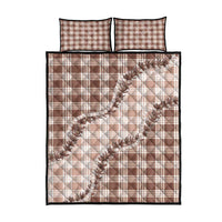 Beige Hawaii Palaka Quilt Bed Set Hawaiian Pikake Lei