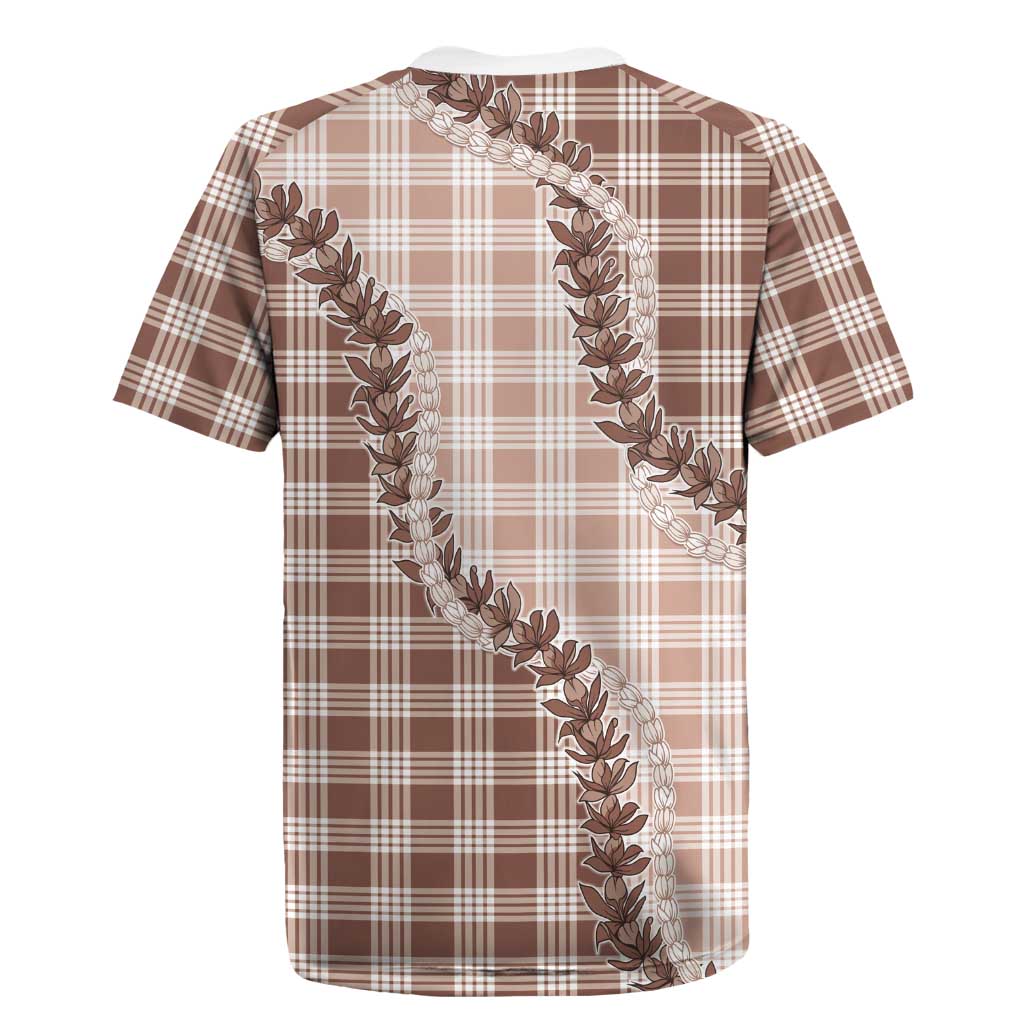 Beige Hawaii Palaka Rugby Jersey Hawaiian Pikake Lei