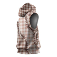 Beige Hawaii Palaka Sleeveless Hoodie Hawaiian Pikake Lei