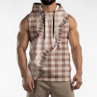 Beige Hawaii Palaka Sleeveless Hoodie Hawaiian Pikake Lei