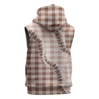 Beige Hawaii Palaka Sleeveless Zip Hoodie Hawaiian Pikake Lei