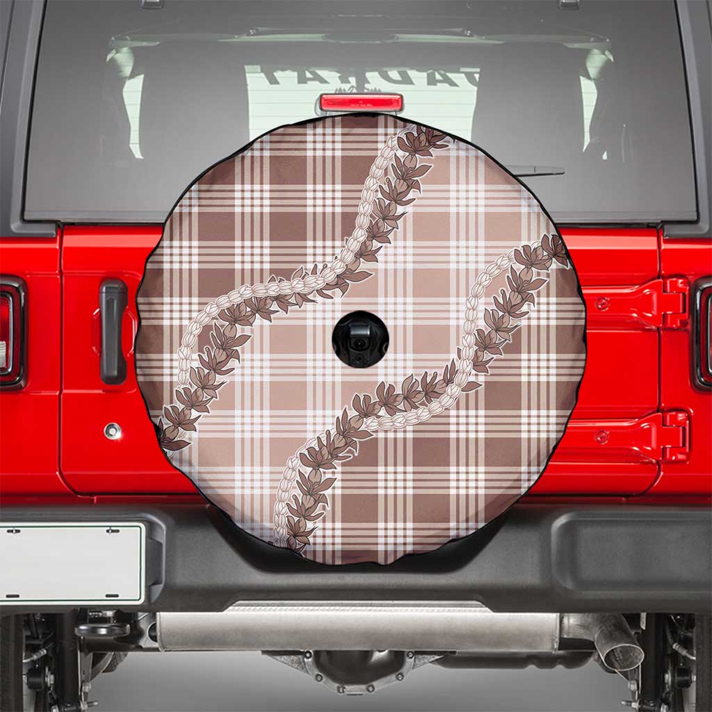 Beige Hawaii Palaka Spare Tire Cover Hawaiian Pikake Lei