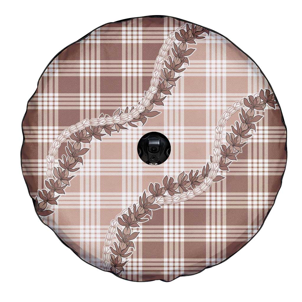 Beige Hawaii Palaka Spare Tire Cover Hawaiian Pikake Lei