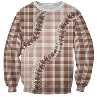 Beige Hawaii Palaka Sweatshirt Hawaiian Pikake Lei