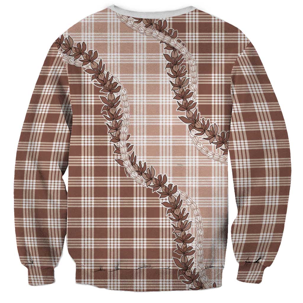 Beige Hawaii Palaka Sweatshirt Hawaiian Pikake Lei
