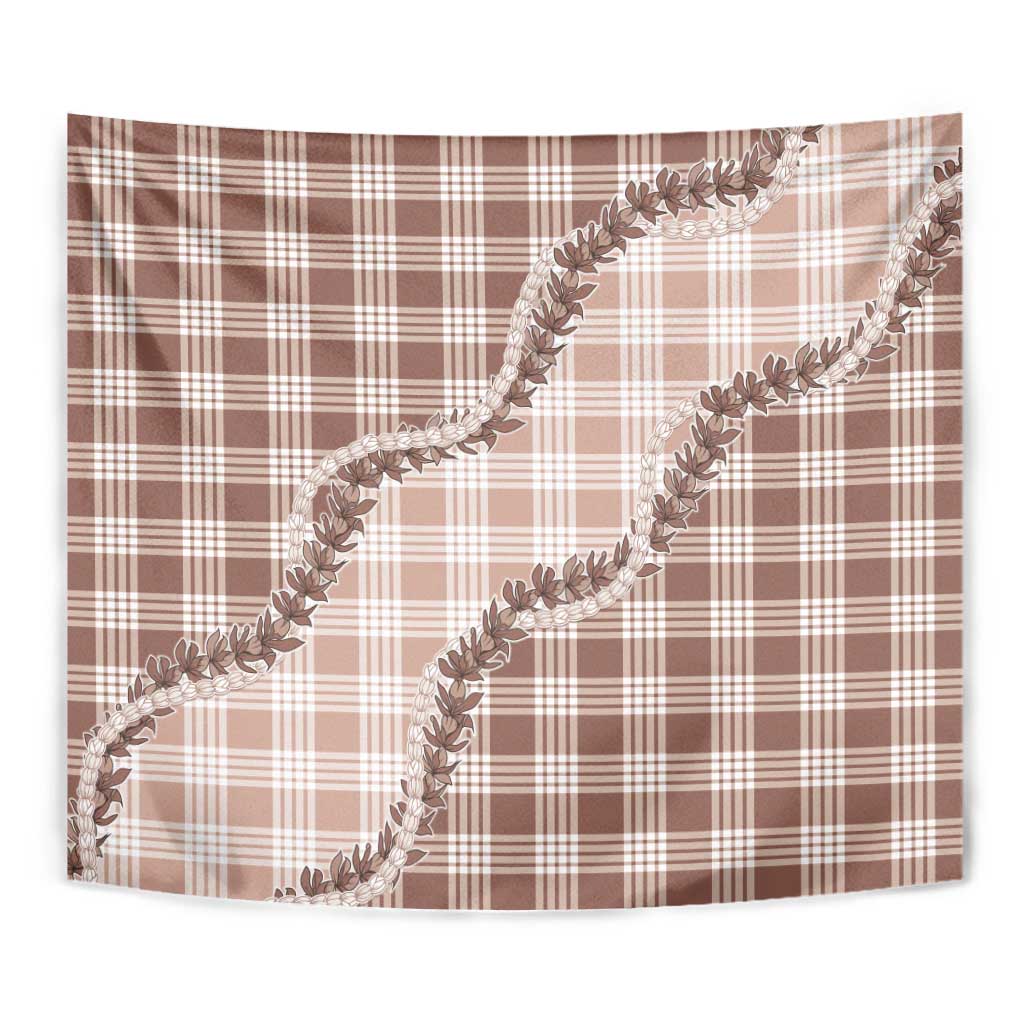 Beige Hawaii Palaka Tapestry Hawaiian Pikake Lei