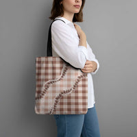 Beige Hawaii Palaka Tote Bag Hawaiian Pikake Lei