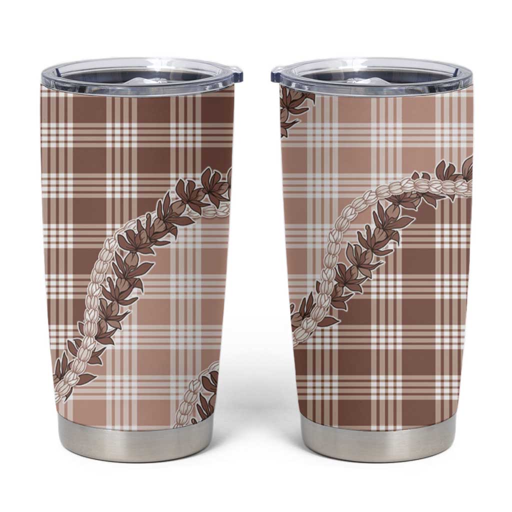 Beige Hawaii Palaka Tumbler Cup Hawaiian Pikake Lei