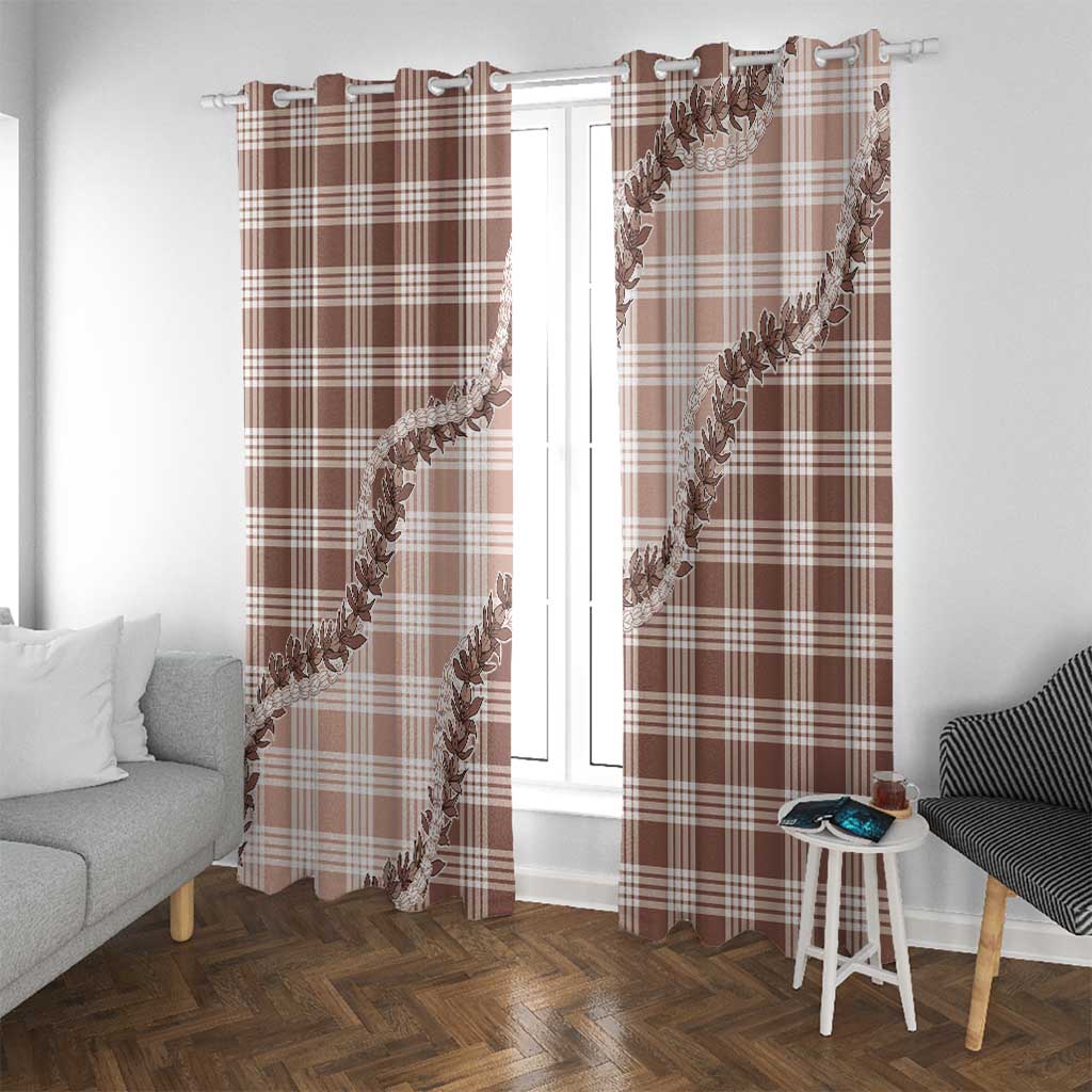 Beige Hawaii Palaka Window Curtain Hawaiian Pikake Lei