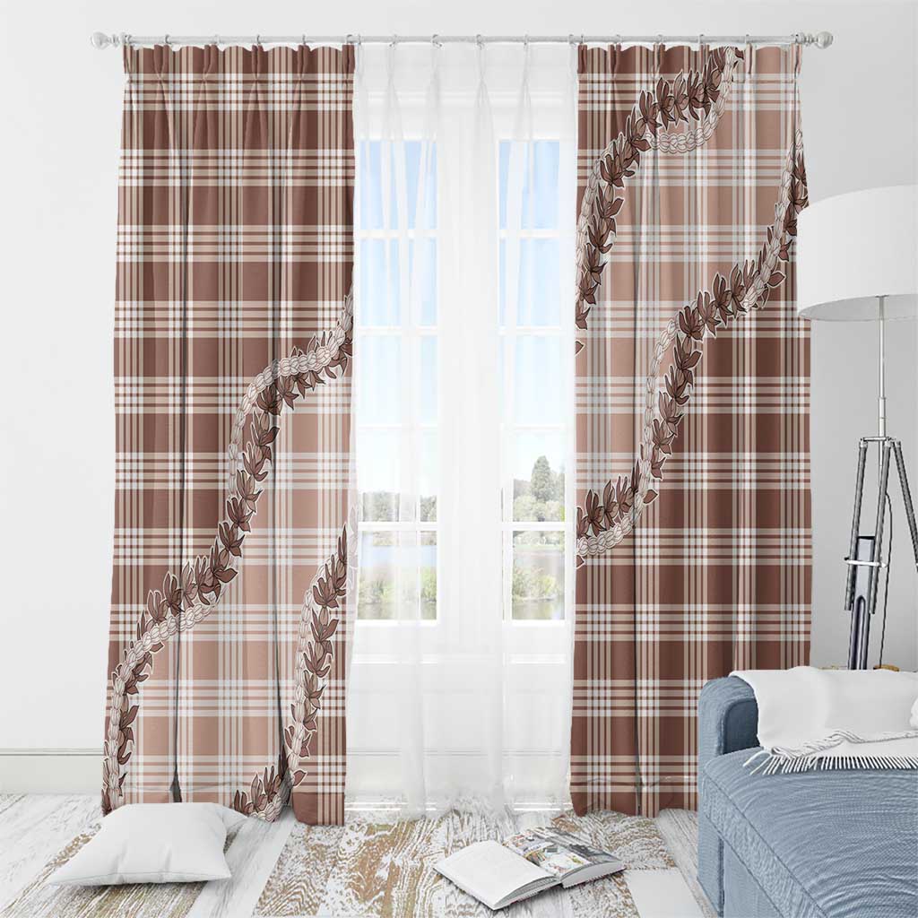 Beige Hawaii Palaka Window Curtain Hawaiian Pikake Lei