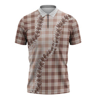 Beige Hawaii Palaka Zipper Polo Shirt Hawaiian Pikake Lei