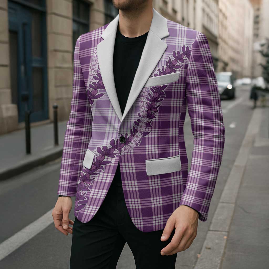 Violet Hawaii Palaka Blazer Hawaiian Pikake Lei