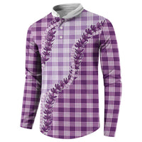 Violet Hawaii Palaka Button Sweatshirt Hawaiian Pikake Lei
