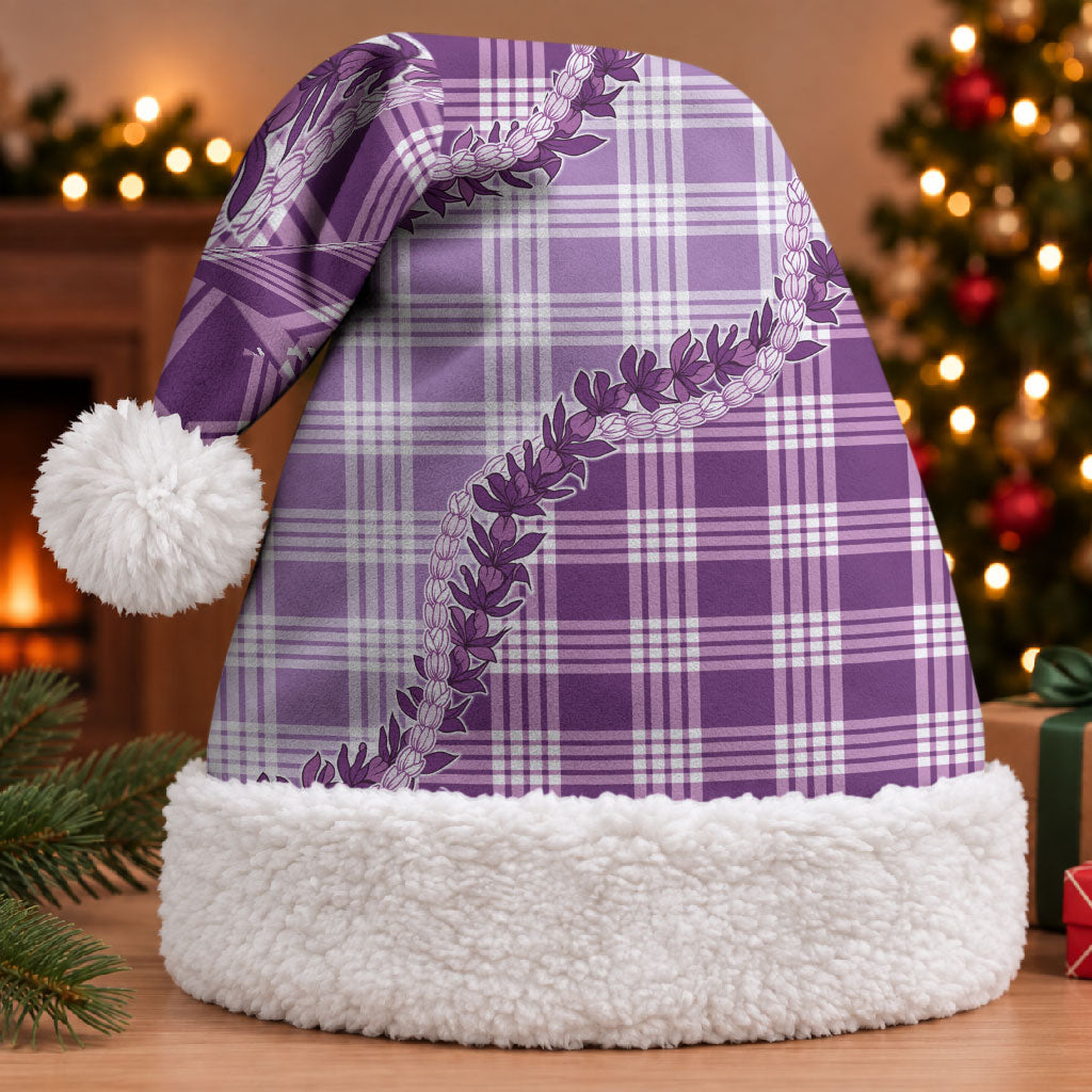 Violet Hawaii Palaka Christmas Santa Hat Hawaiian Pikake Lei LT05 With Fur Violet - Polynesian Pride