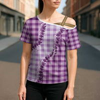 Violet Hawaii Palaka Cross Shoulder Shirt Hawaiian Pikake Lei