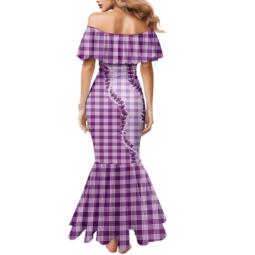 Violet Hawaii Palaka Family Matching Mermaid Dress and Hawaiian Shirt Hawaiian Pikake Lei LT05 - Polynesian Pride
