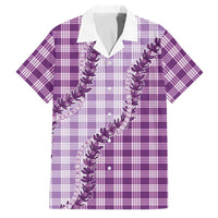 Violet Hawaii Palaka Family Matching Off The Shoulder Long Sleeve Dress and Hawaiian Shirt Hawaiian Pikake Lei LT05 Dad's Shirt - Short Sleeve Violet - Polynesian Pride