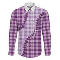 Violet Hawaii Palaka Family Matching Off The Shoulder Long Sleeve Dress and Hawaiian Shirt Hawaiian Pikake Lei LT05 Dad's Shirt - Long Sleeve Violet - Polynesian Pride