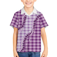 Violet Hawaii Palaka Family Matching Off Shoulder Maxi Dress and Hawaiian Shirt Hawaiian Pikake Lei