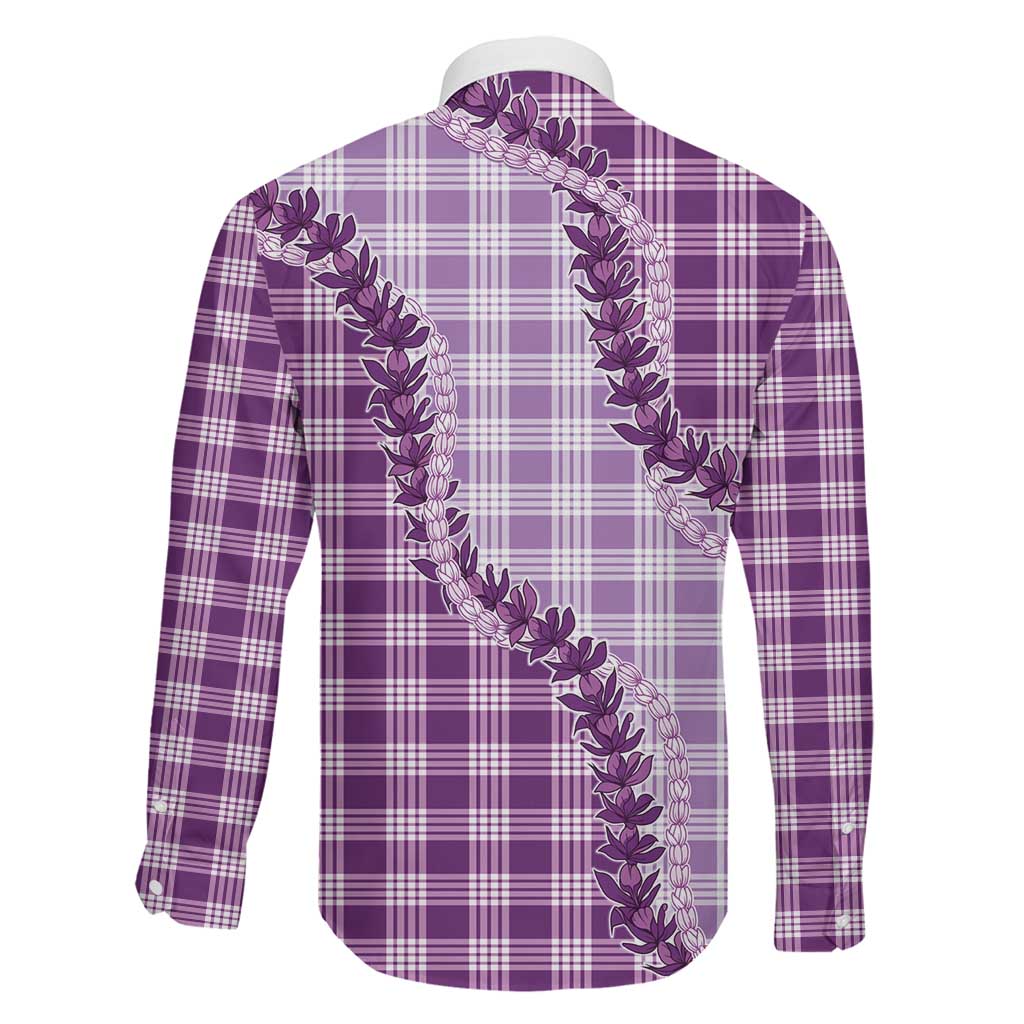 Violet Hawaii Palaka Family Matching Off Shoulder Short Dress and Hawaiian Shirt Hawaiian Pikake Lei