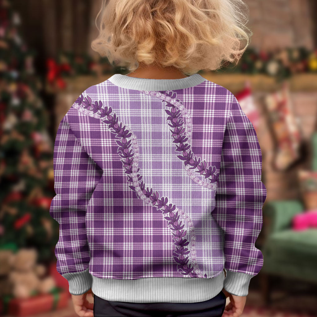 Violet Hawaii Palaka Kid Ugly Christmas Sweater Hawaiian Pikake Lei LT05 - Polynesian Pride
