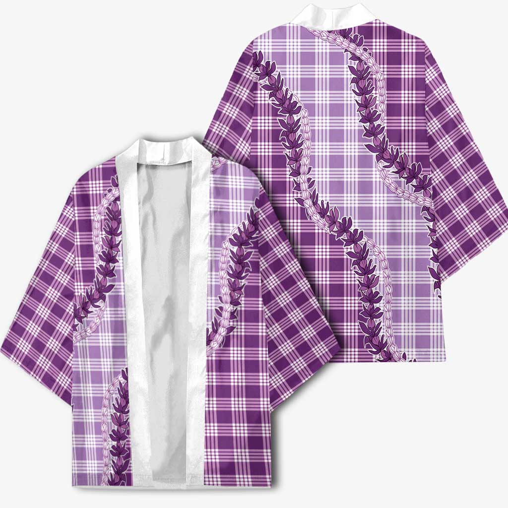 Violet Hawaii Palaka Kimono Hawaiian Pikake Lei