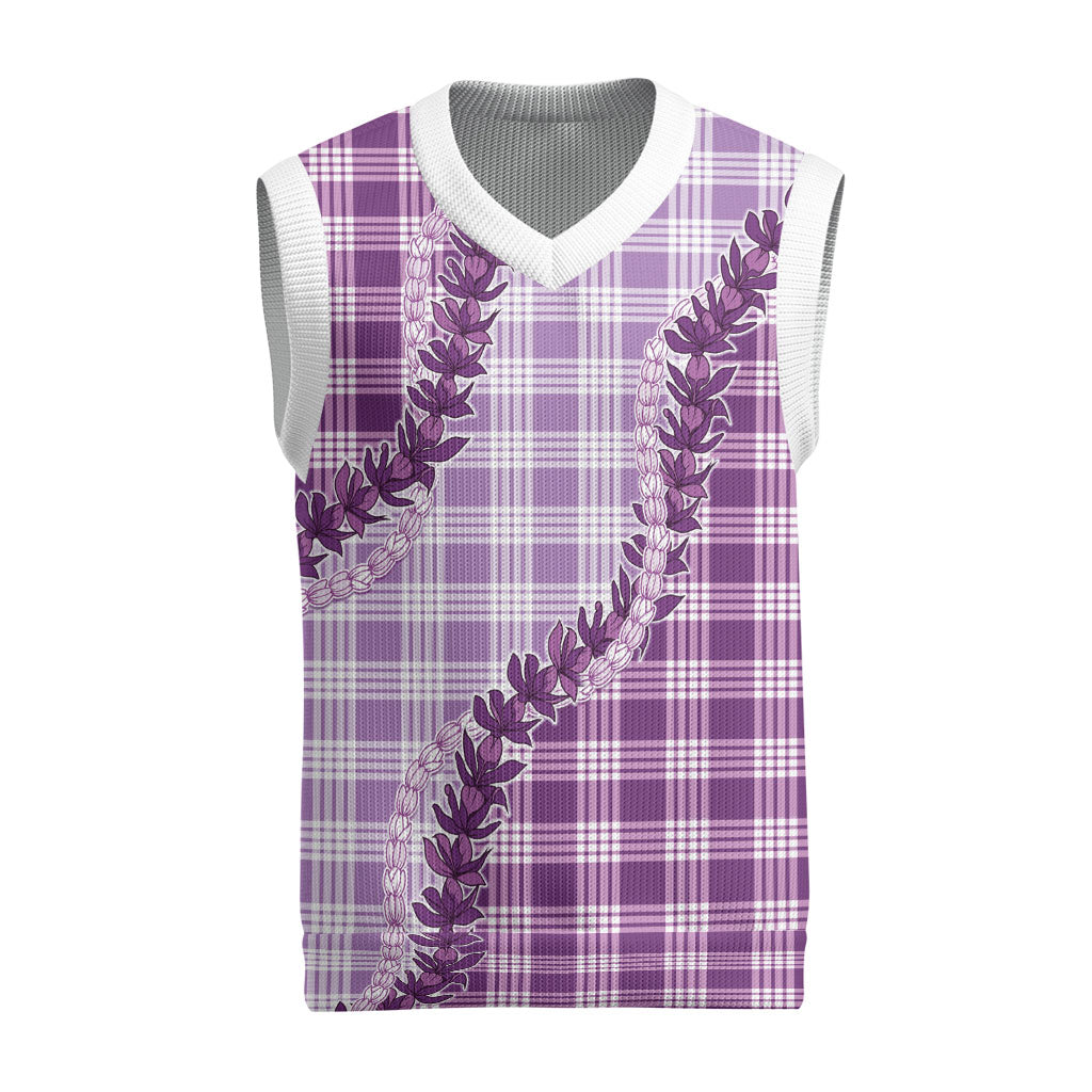 Violet Hawaii Palaka Christmas Knitted V-Neck Vest Hawaiian Pikake Lei LT05 Violet - Polynesian Pride