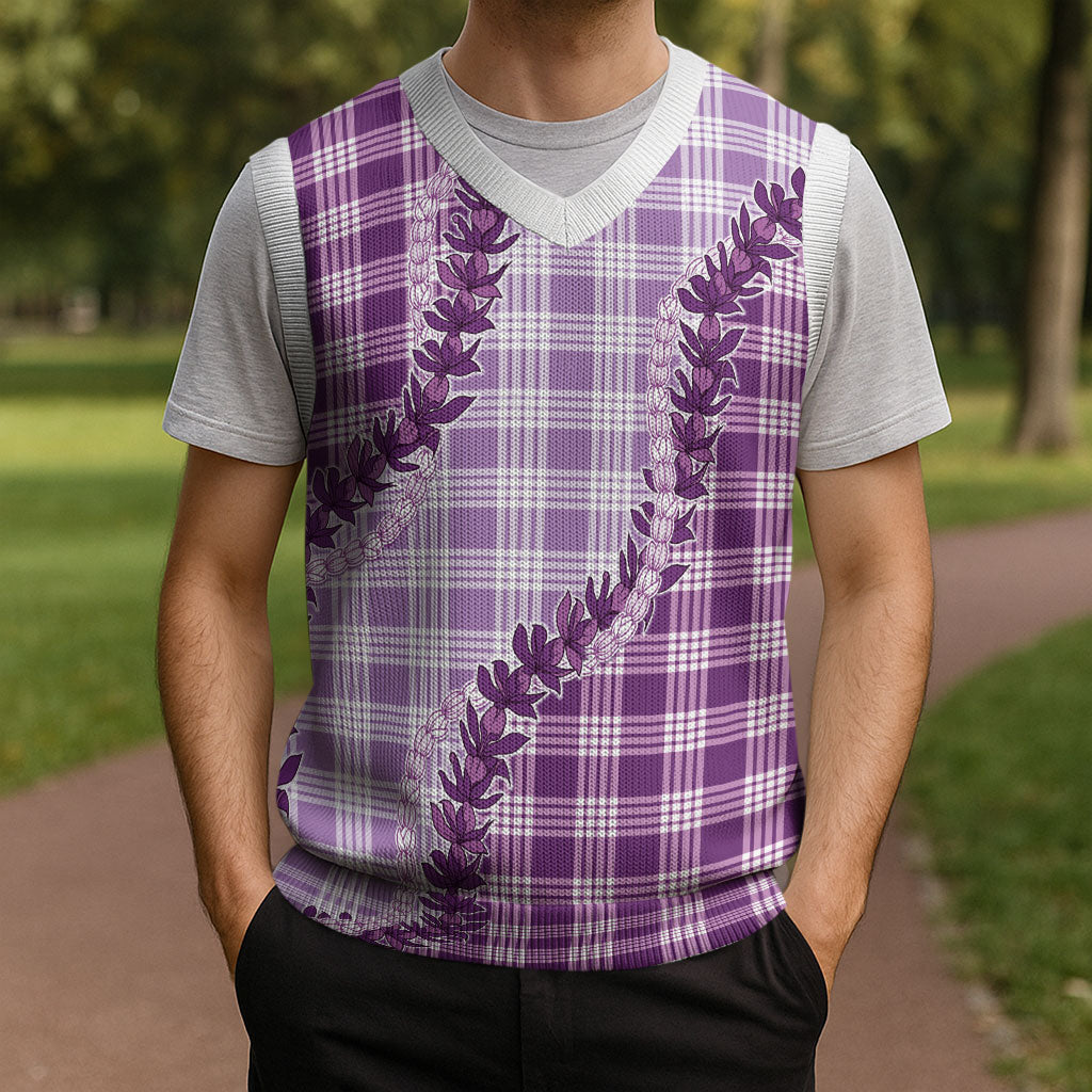 Violet Hawaii Palaka Christmas Knitted V-Neck Vest Hawaiian Pikake Lei LT05 - Polynesian Pride