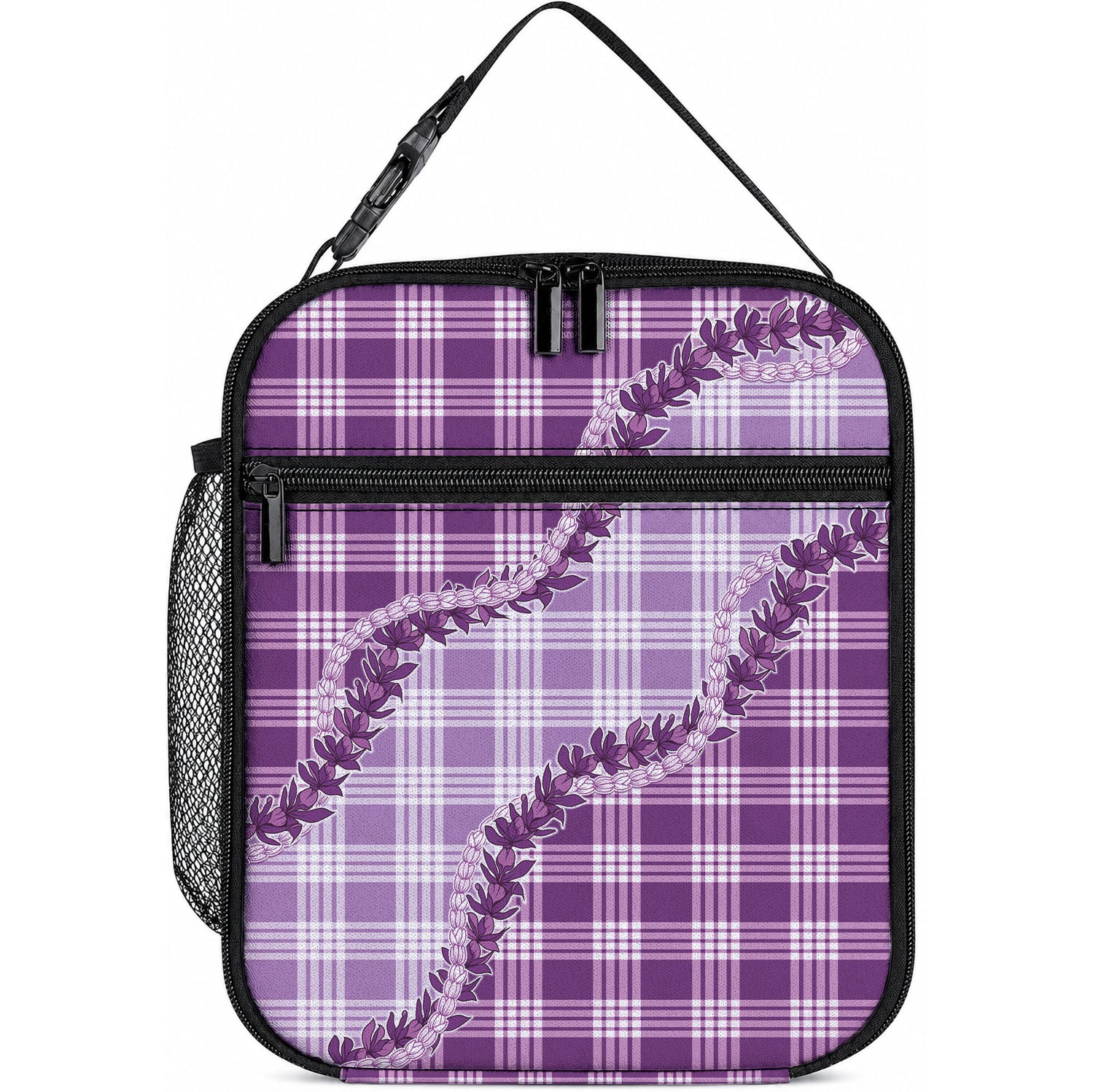 Violet Hawaii Palaka Lunch Bag Hawaiian Pikake Lei LT05 10.2 × 8.3 × 4.3 inch Violet - Polynesian Pride