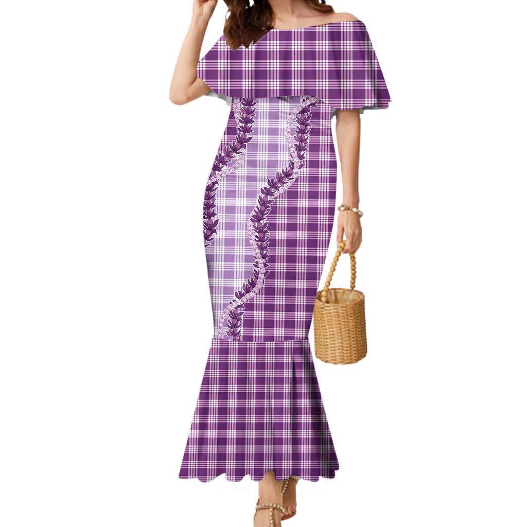 Violet Hawaii Palaka Mermaid Dress Hawaiian Pikake Lei