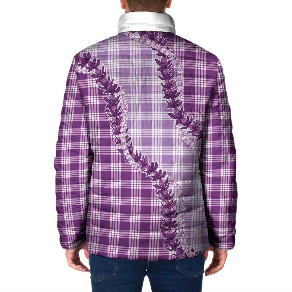 Violet Hawaii Palaka Padded Jacket Hawaiian Pikake Lei