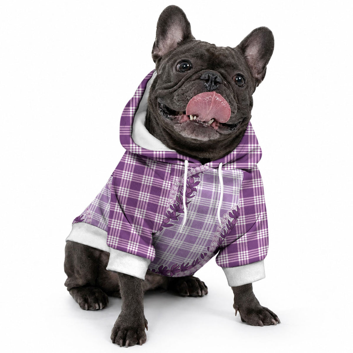 Violet Hawaii Palaka Pet Hoodie Hawaiian Pikake Lei LT05 - Polynesian Pride