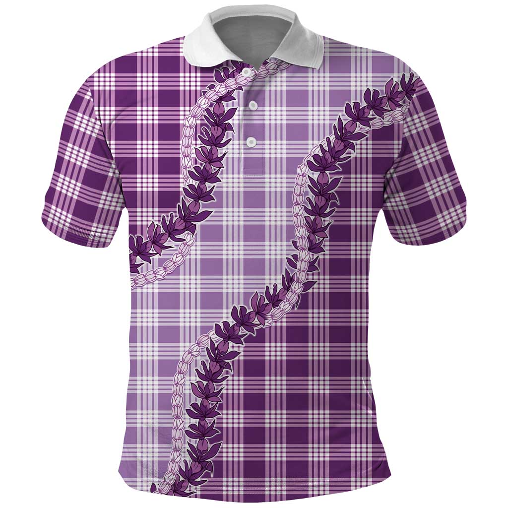 Violet Hawaii Palaka Polo Shirt Hawaiian Pikake Lei