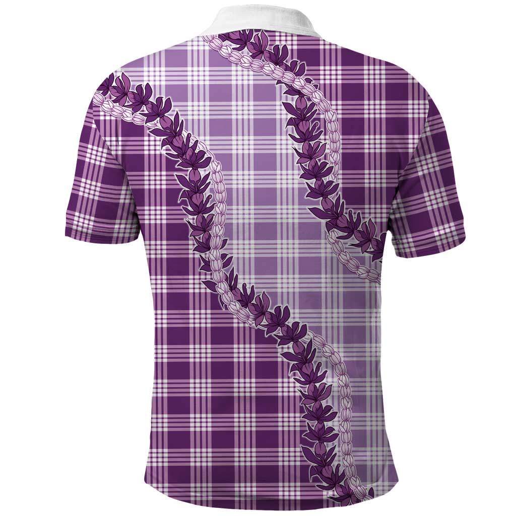 Violet Hawaii Palaka Polo Shirt Hawaiian Pikake Lei