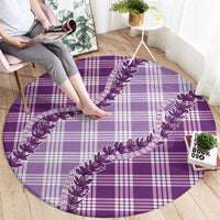 Violet Hawaii Palaka Round Carpet Hawaiian Pikake Lei