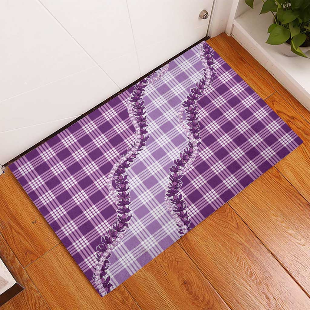 Violet Hawaii Palaka Rubber Doormat Hawaiian Pikake Lei