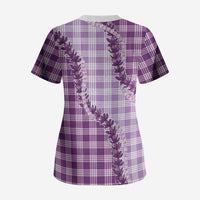 Violet Hawaii Palaka Scrub Top Hawaiian Pikake Lei