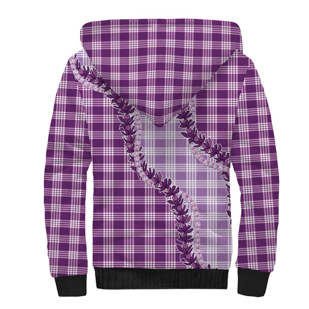 Violet Hawaii Palaka Sherpa Hoodie Hawaiian Pikake Lei