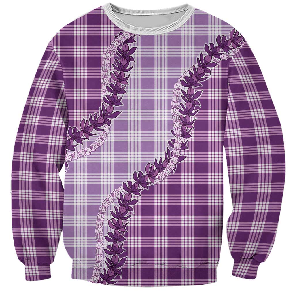 Violet Hawaii Palaka Sweatshirt Hawaiian Pikake Lei