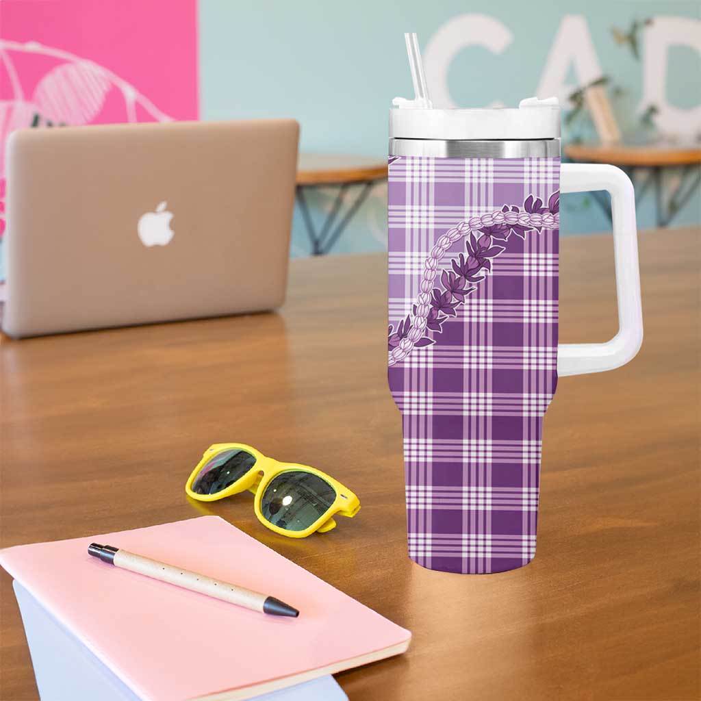 Violet Hawaii Palaka Tumbler With Handle Hawaiian Pikake Lei
