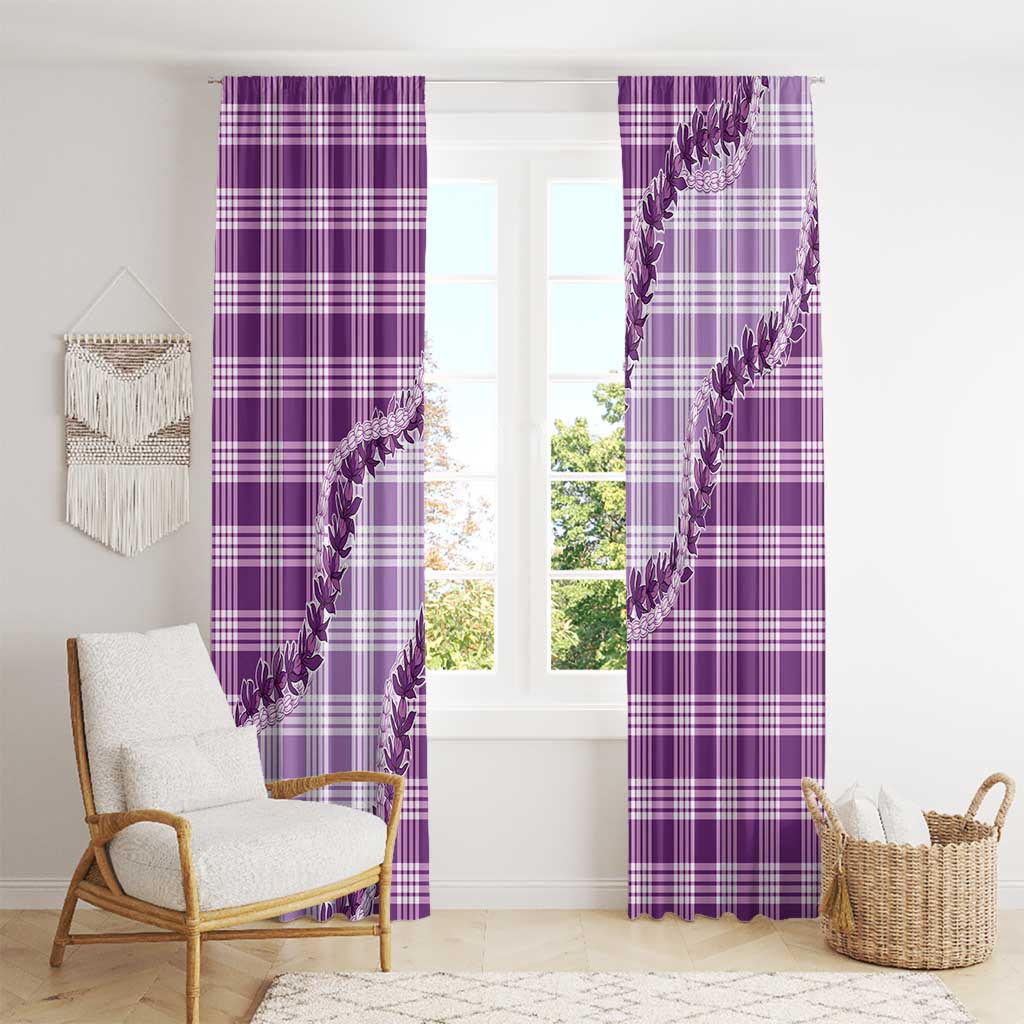Violet Hawaii Palaka Window Curtain Hawaiian Pikake Lei
