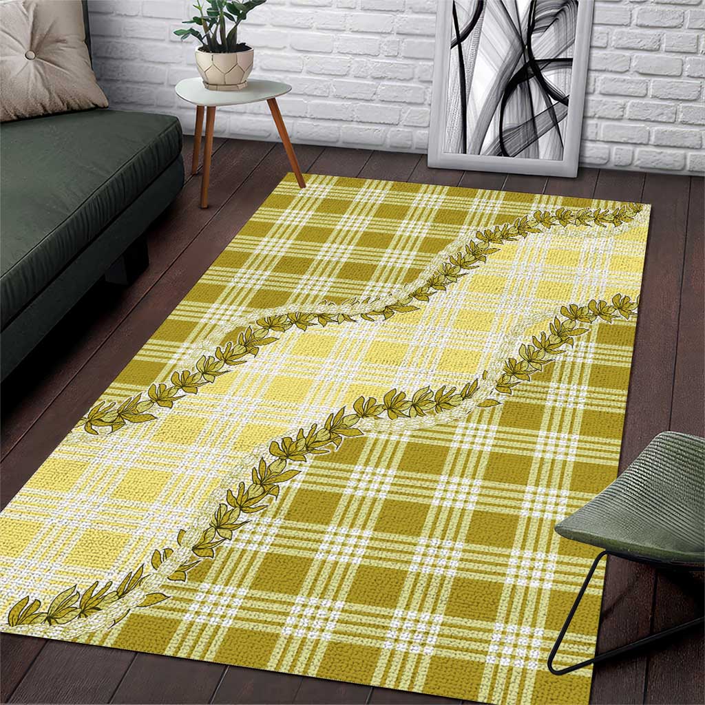Yellow Hawaii Palaka Area Rug Hawaiian Pikake Lei