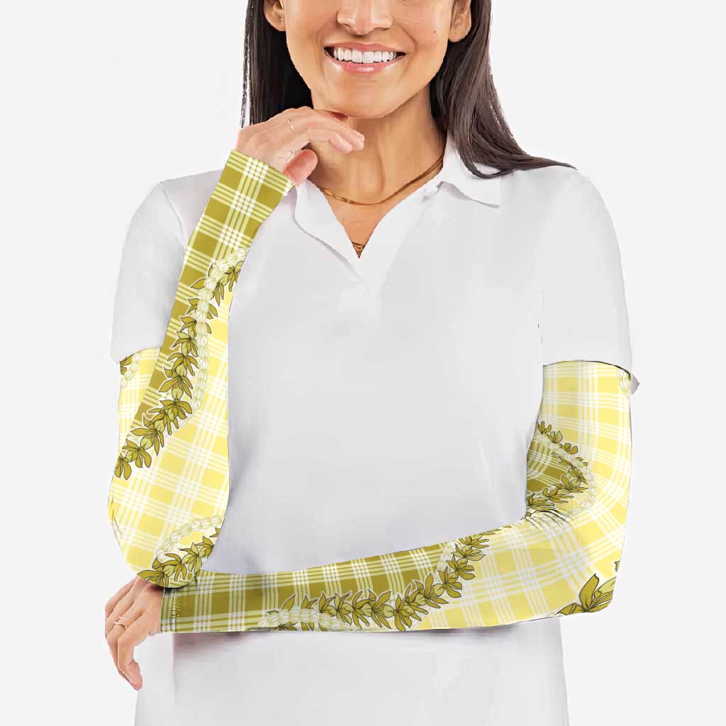 Yellow Hawaii Palaka Arm Sleeves Hawaiian Pikake Lei