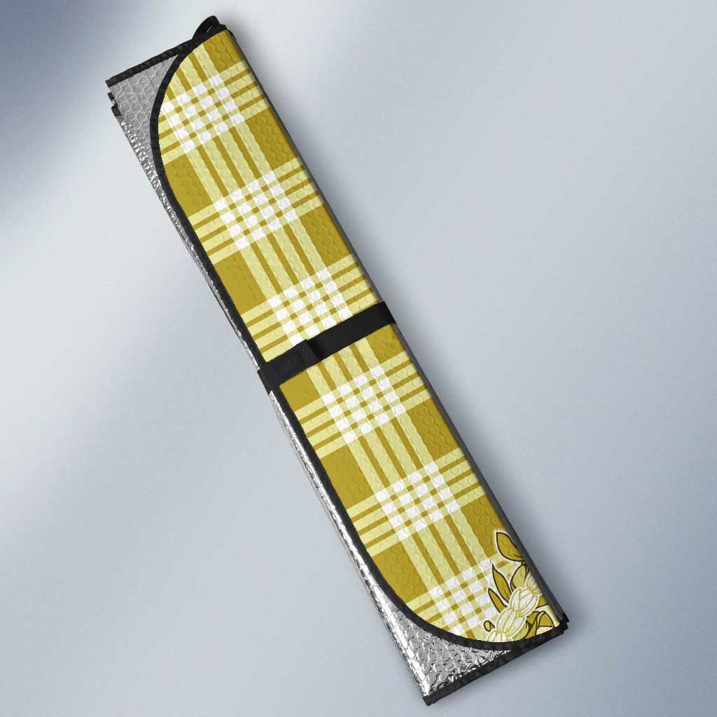 Yellow Hawaii Palaka Auto Sun Shade Hawaiian Pikake Lei