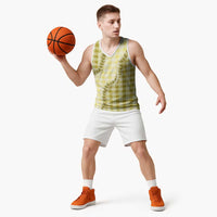 Yellow Hawaii Palaka Basketball Jersey Hawaiian Pikake Lei