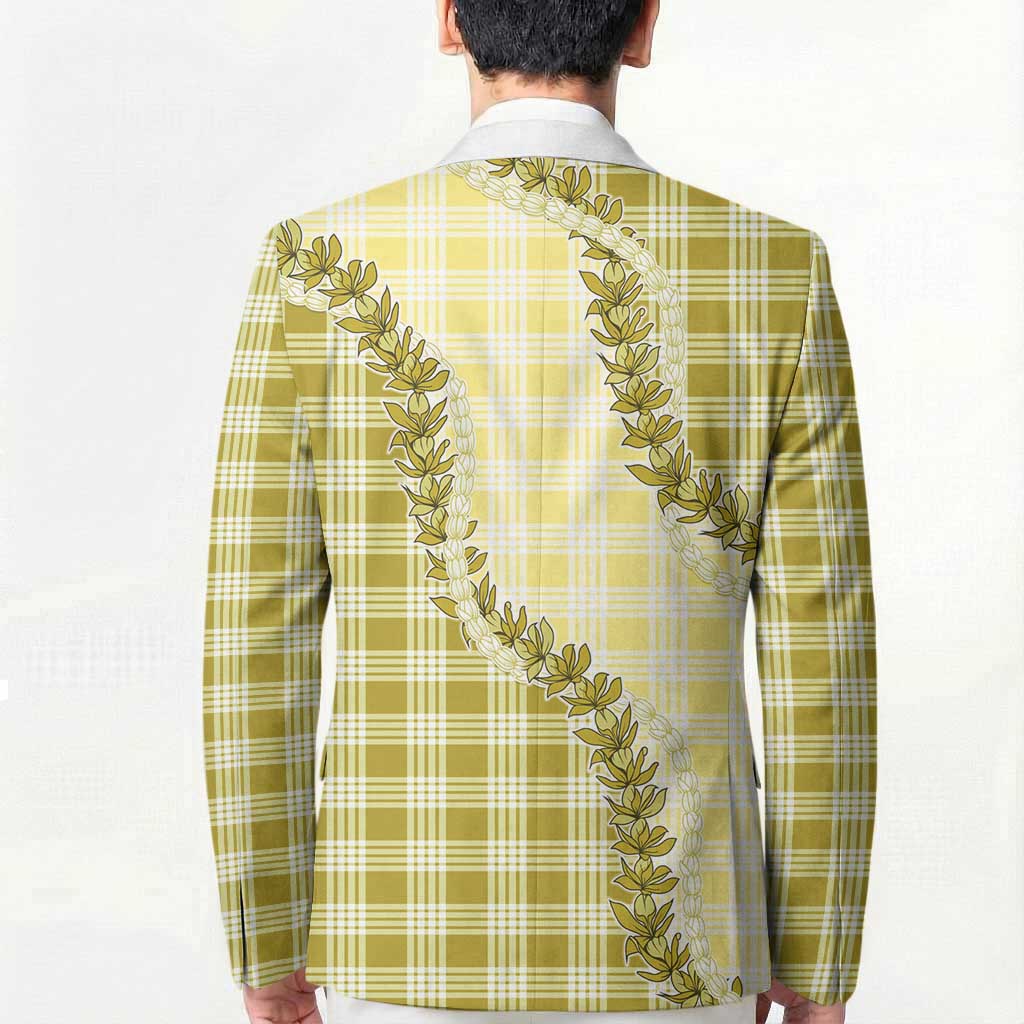 Yellow Hawaii Palaka Blazer Hawaiian Pikake Lei